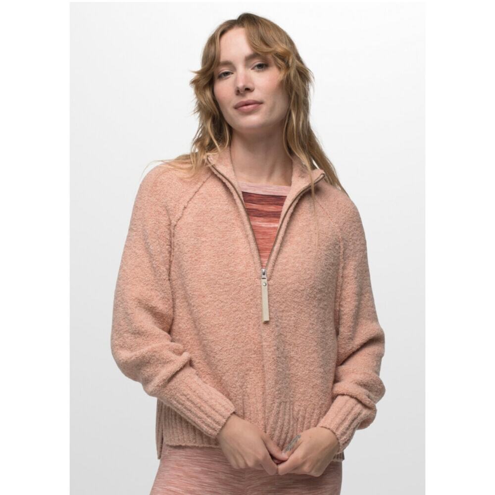 Prana Blazing Star Pullover Half-zip Wool Blend Sweater‎ in Coral Pink Women's M